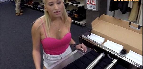 Busty stripper pawns her vagina and fucked at the pawnshop